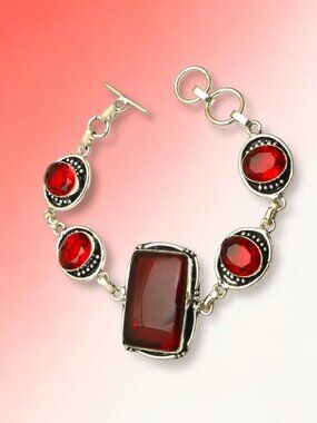 Garnet Gemstone Ethnic Handmade Bracelet
